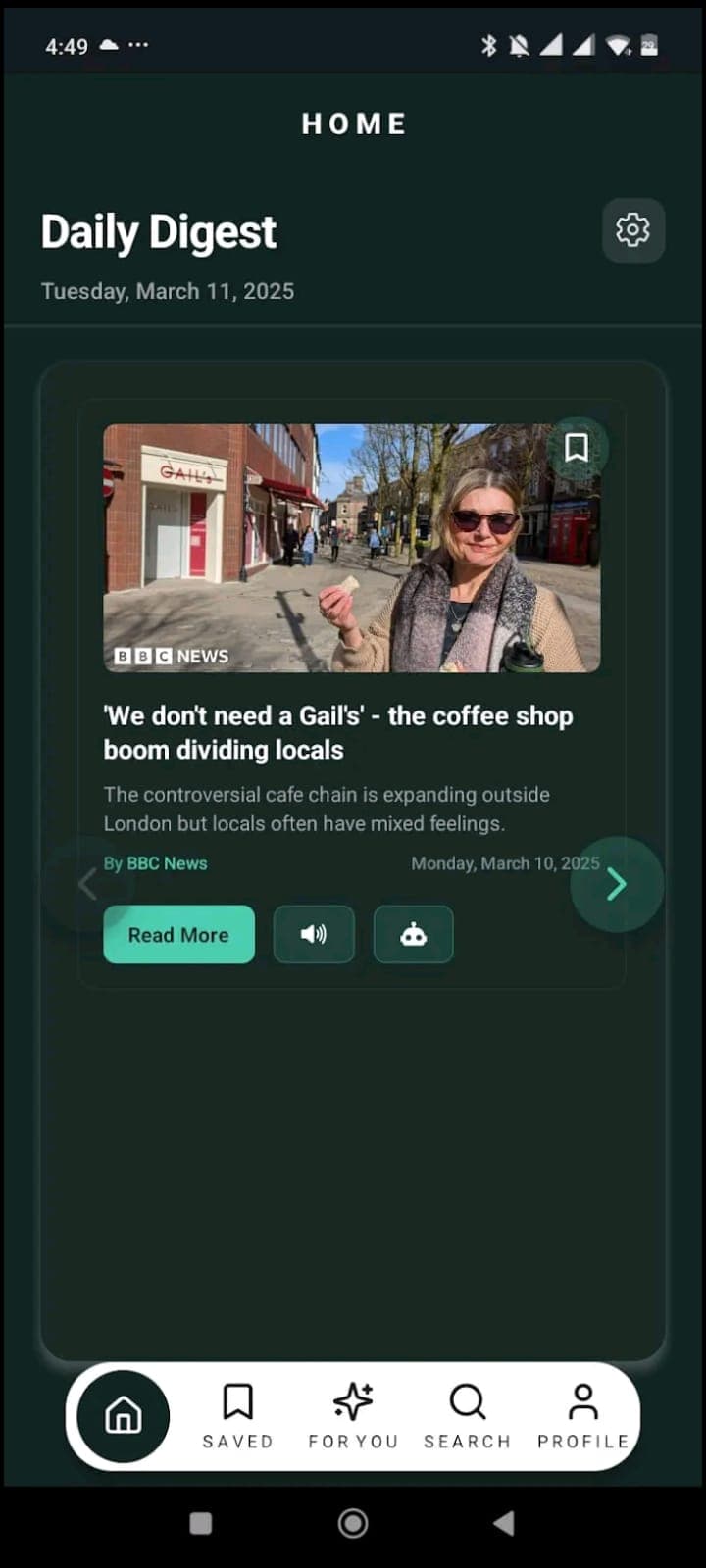 Daily Digest interface